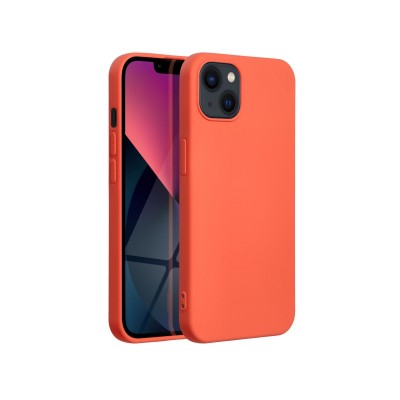 Husa iPhone 14, SIlicon Catifelat cu interior Microfibra, Orange